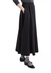 Theory Irregular Pleat Crepe Midi-Skirt