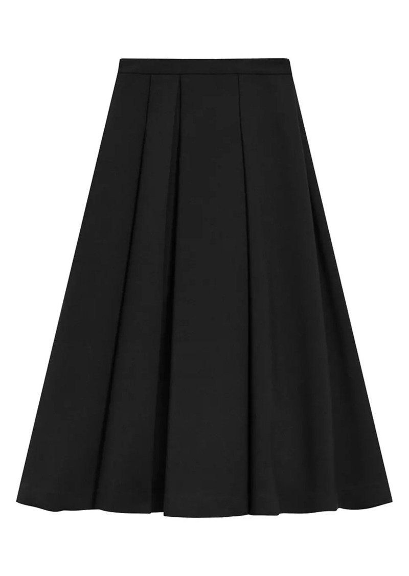 Theory Irregular Pleat Crepe Midi-Skirt