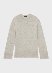 Theory Karenia Wool-Cashmere Drop-Shoulder Donegal Sweater