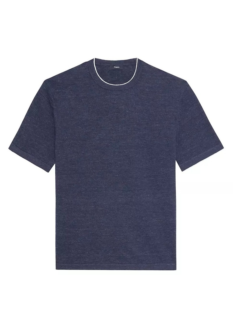 Theory Kolben Linen-Blend Crewneck T-Shirt