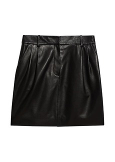 Theory Leather Pleated Mini Skirt