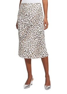 Theory Leopard Print Midi Slip Skirt
