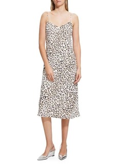 Theory Leopard Print Satin Slip Midi Dress