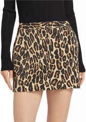 Theory Leopard Wool Low-Rise Miniskirt