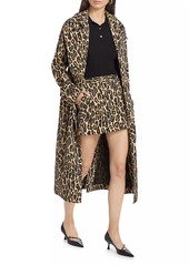 Theory Leopard Wool Low-Rise Miniskirt