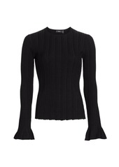 Theory Linear Knit Bell-Sleeve Top