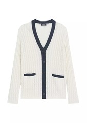 Theory Linen-Blend Cable-Knit Cardigan