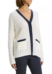 Theory Linen-Blend Cable-Knit Cardigan