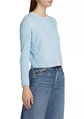 Theory Linen-Blend Cable-Knit Cropped Cardigan