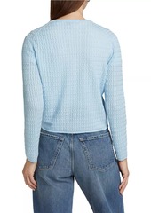 Theory Linen-Blend Cable-Knit Cropped Cardigan
