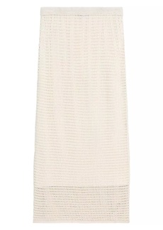 Theory Linen-Blend Crochet Midi-Skirt