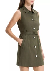 Theory Linen-Blend Military Minidress