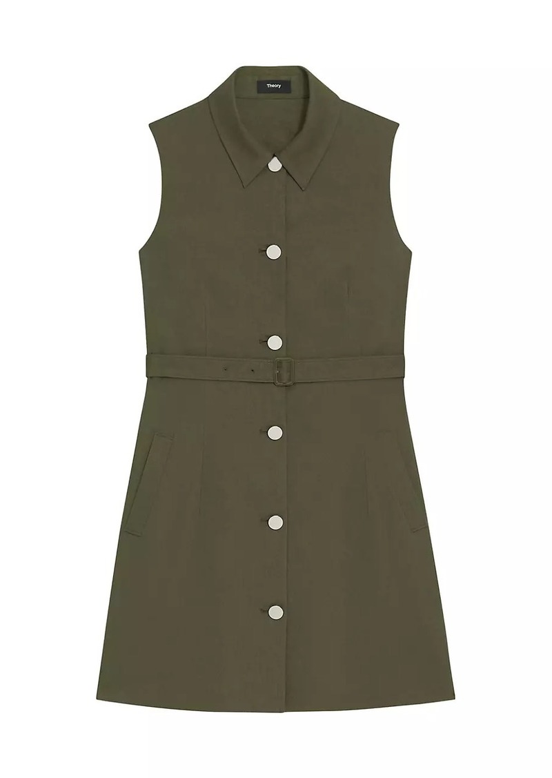 Theory Linen-Blend Military Minidress