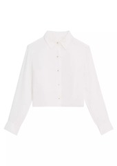 Theory Linen Crop Button-Front Shirt