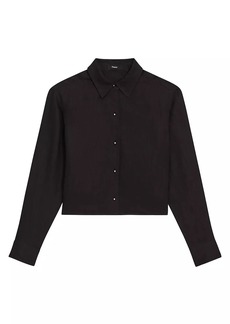 Theory Long-Sleeve Tapered Crop Shirt