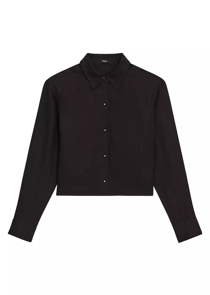 Theory Long-Sleeve Tapered Crop Shirt