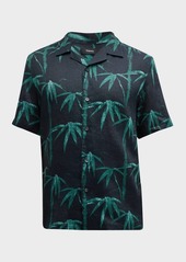 Theory Men's Bamboo-Print Linen Camp Shirt