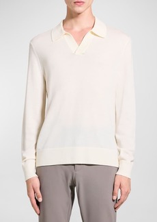 Theory Men's Briody Merino Wool Long-Sleeve Polo Shirt
