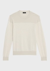 Theory Men's Striped Crewneck Regal Merino Wool Sweater
