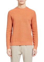 Theory Davies Stretch Linen Crewneck Sweater in Vivid Coral at Nordstrom