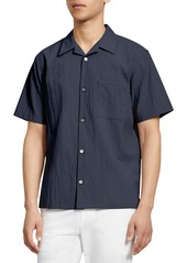 Theory Noll Short Sleeve Button-Up Performance Shirt in Basalt at Nordstrom