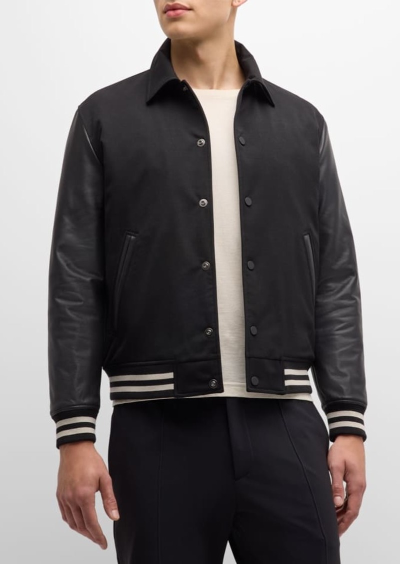Theory Men's Varsity Jacket in Textured Gabardine