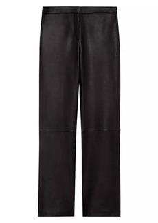 Theory Mid-Rise Leather Straight-Leg Pants