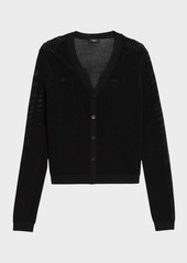 Theory Mini Pointelle Stitch Crepe Cardigan