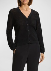 Theory Mini Pointelle Stitch Crepe Cardigan