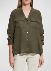 Theory Notched-Collar Relaxed Linen Shirt