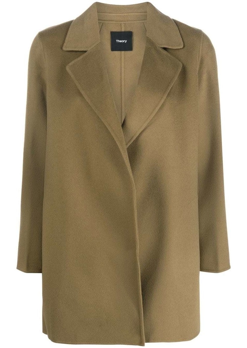 Theory off-centre fastening coat