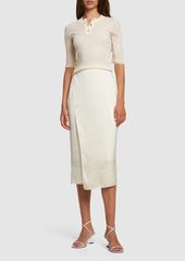 Theory Overlap Tech Satin Midi Slip Skirt