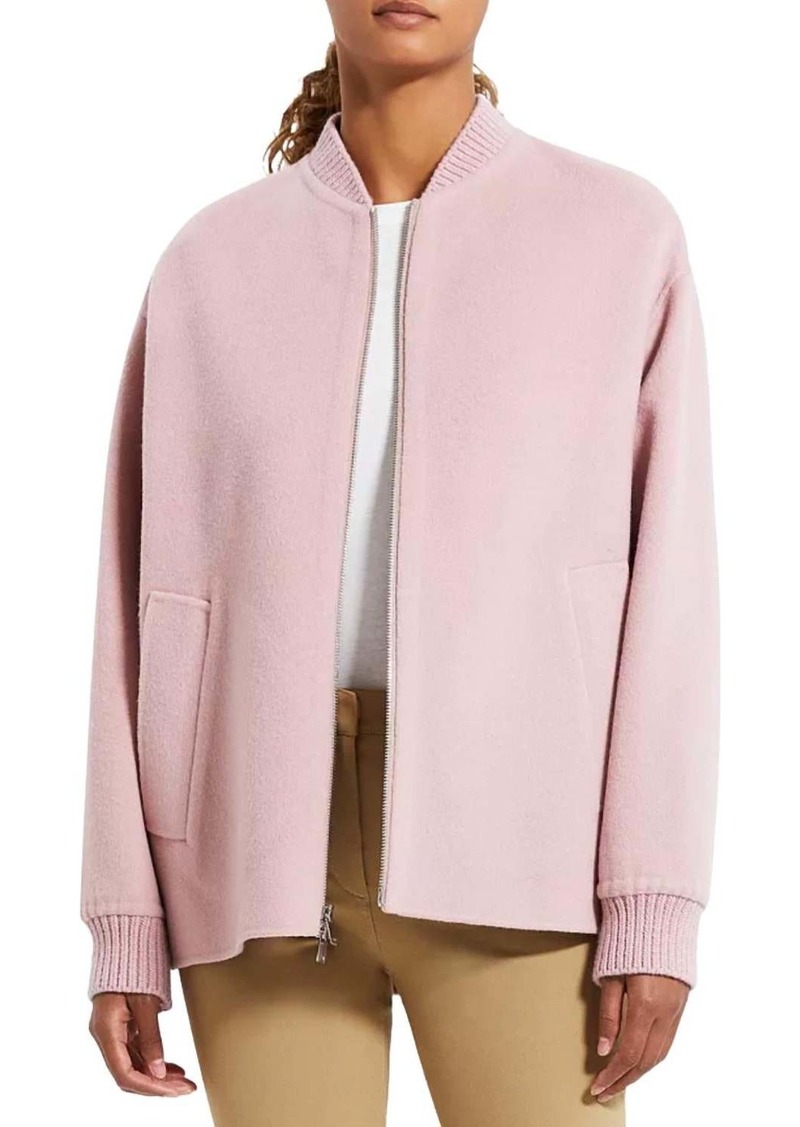 Theory Oversized Zip Up Bomber Jacket In Blush