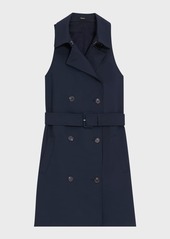 Theory Oxford Wool Mini Halter Trench Dress 