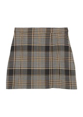 Theory Plaid Wrap Wool-Blend Mini Skirt
