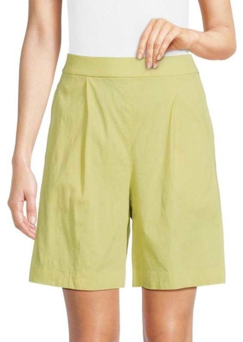 Theory Pleated Front Linen Blend Shorts
