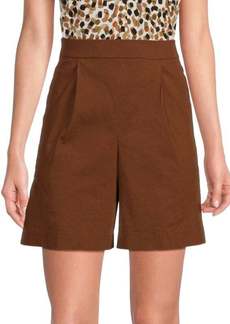 Theory Pleated Front Linen Blend Shorts