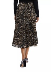 Theory Pleated Leopard Midi-Skirt