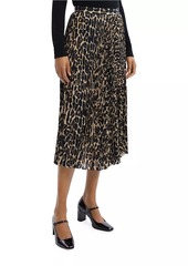 Theory Pleated Leopard Midi-Skirt