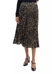 Theory Pleated Leopard Midi-Skirt