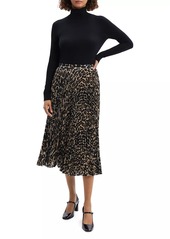 Theory Pleated Leopard Midi-Skirt