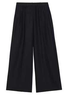 Theory Pleated Low-Rise Wide-Leg Pants