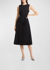 Theory Pleated-Skirt Sleeveless Midi Dress