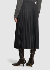 Theory Pleated Wool Blend Midi Skirt