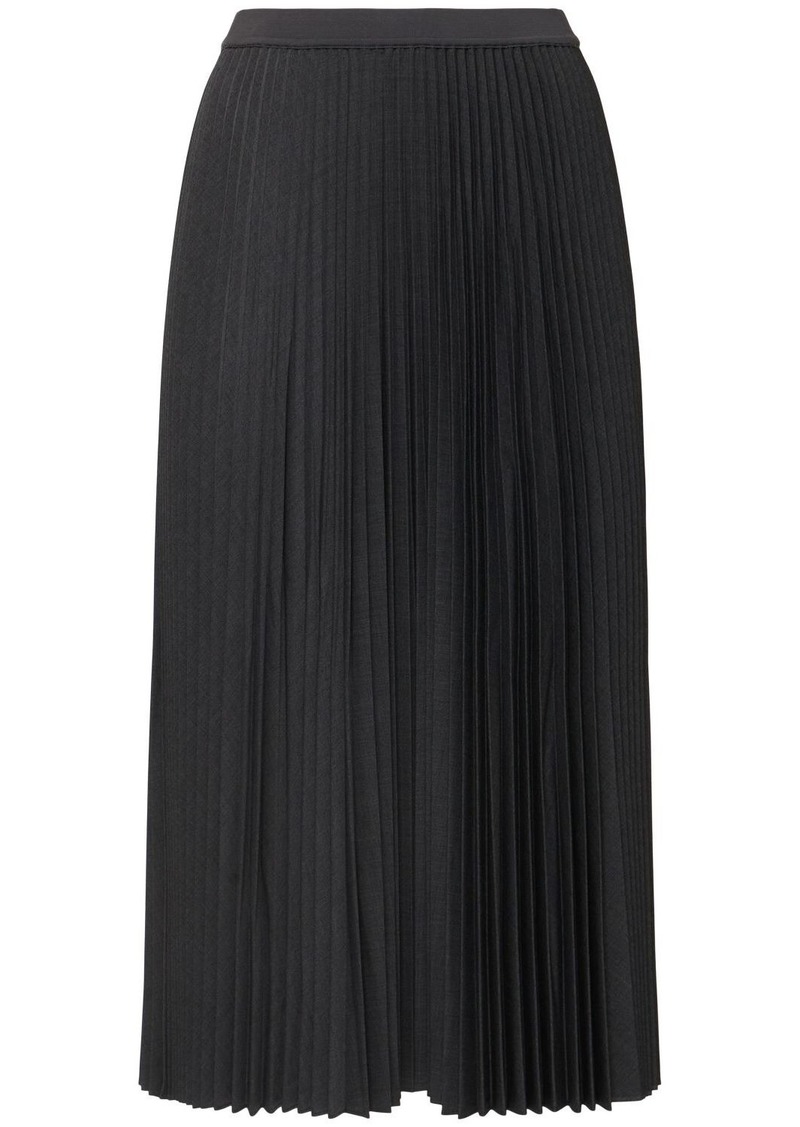 Theory Pleated Wool Blend Midi Skirt