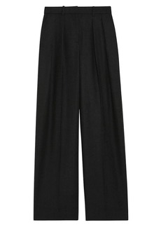 Theory Pleated Wool High-Rise Straight-Leg Pants