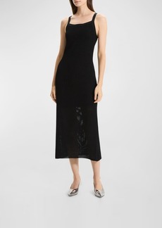 Theory Pointelle Sleeveless Square-Neck Midi Dress