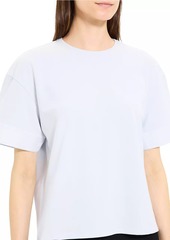 Theory Poplin-Cuff Cotton T-Shirt
