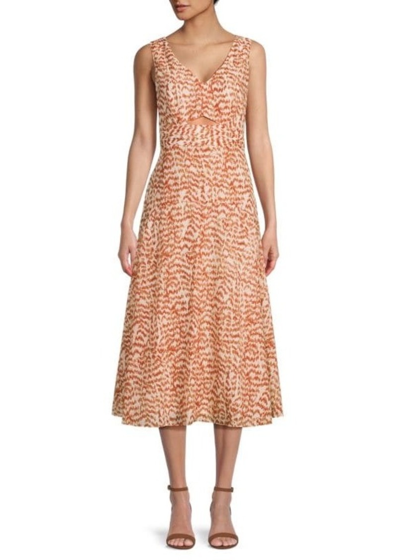 Theory Printed Cut Out Midi Dress