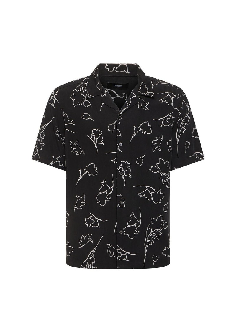 Theory Printed Lyocell Short Sleeve Shirt